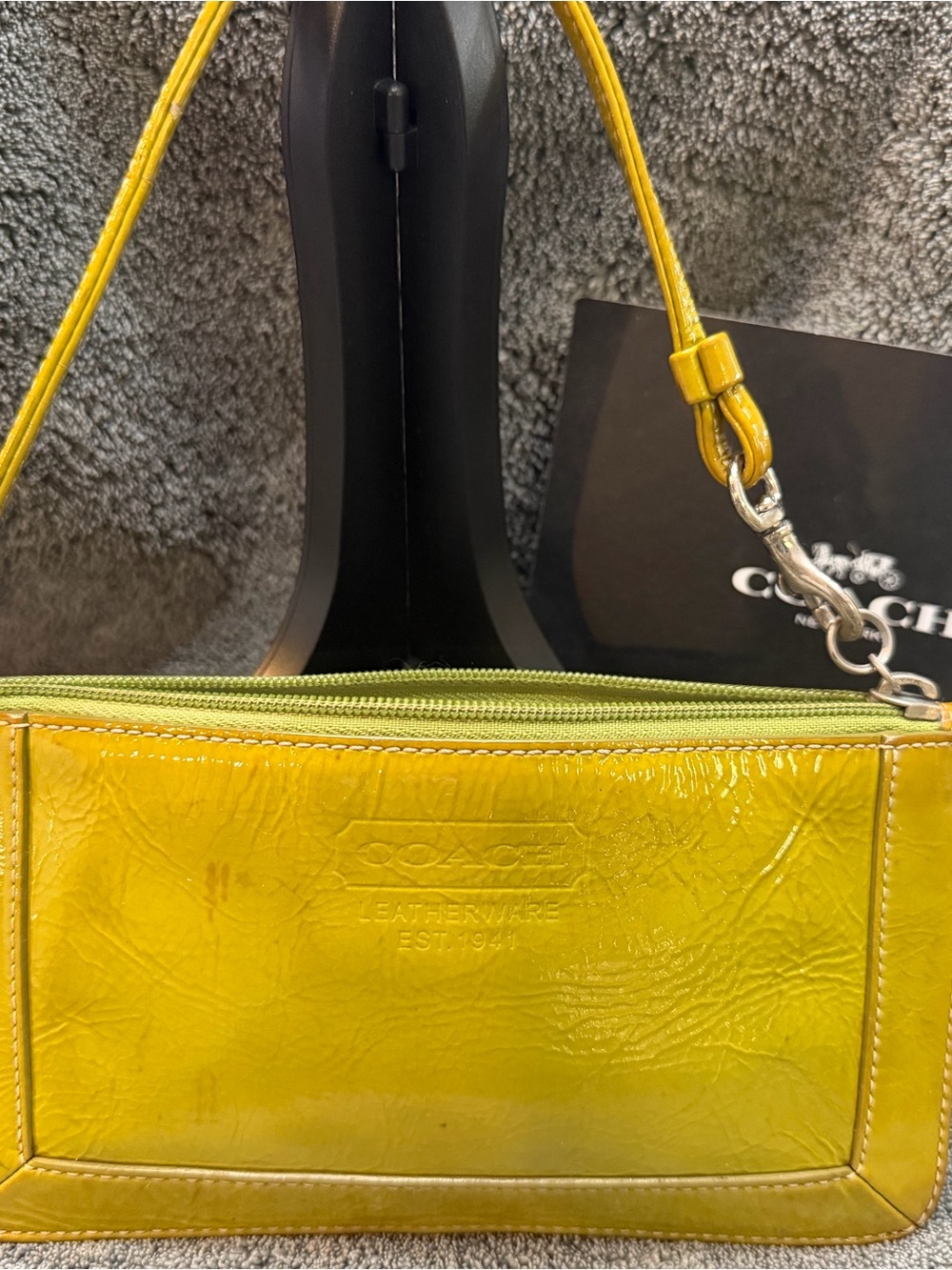 Coach Yellow lime green Patent Leather Wristlet - Picture 4 of 6